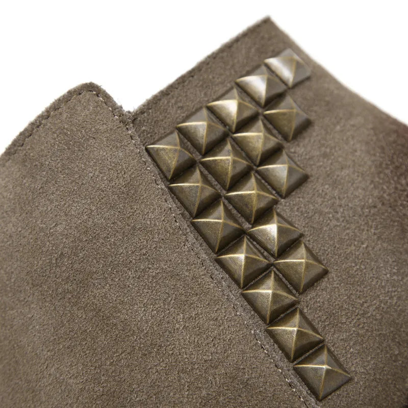 Suede Leather Rivets Boots