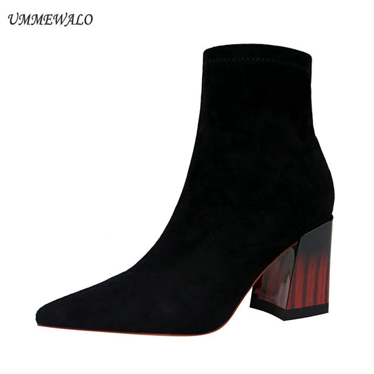 Women Ankle Length Flock Boots 1718-2