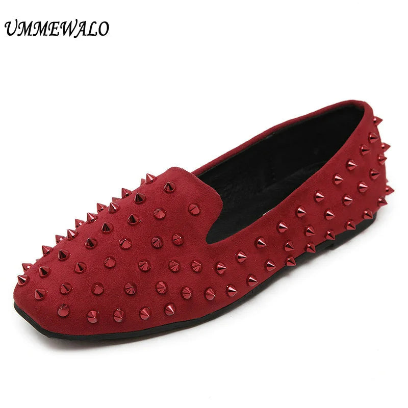 Women Casual Rivets Loafers Studs Shoes 666-3
