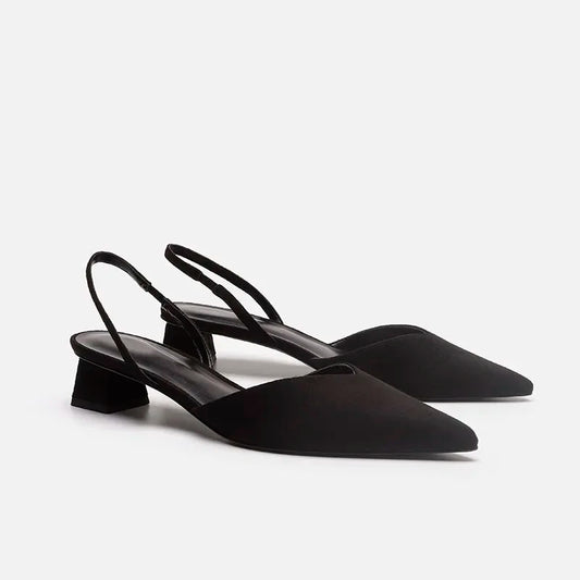 Women Black Pointed Toe Heels Pumps 3762