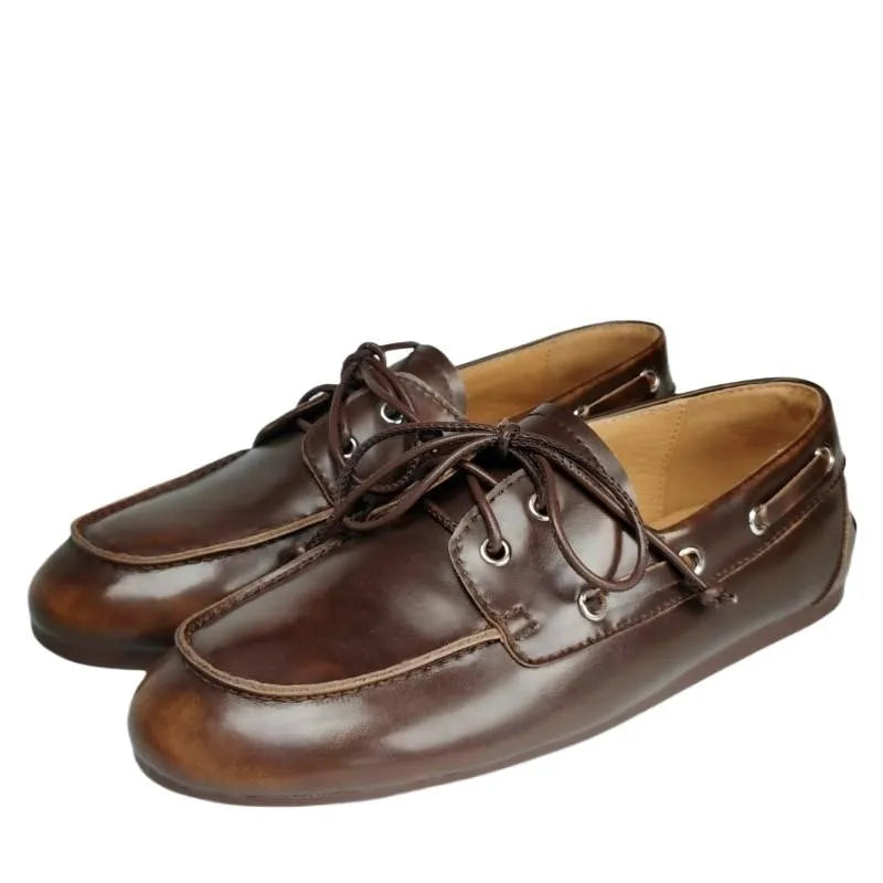 Women Genuine Leather Lace Up Loafers Flats 3684