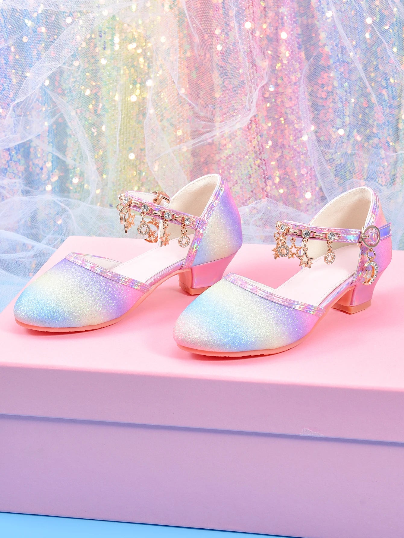 Girl's rainbow color princess shoes