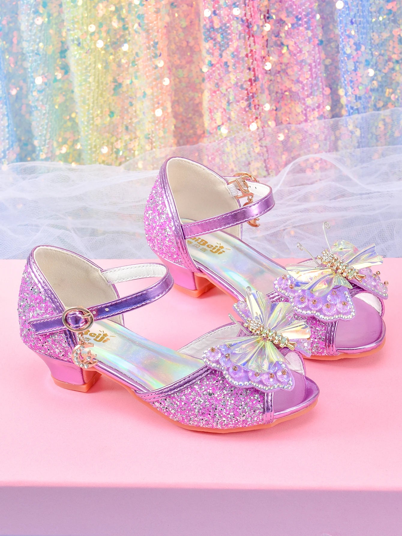 Girls' crystal bow design princess shoes