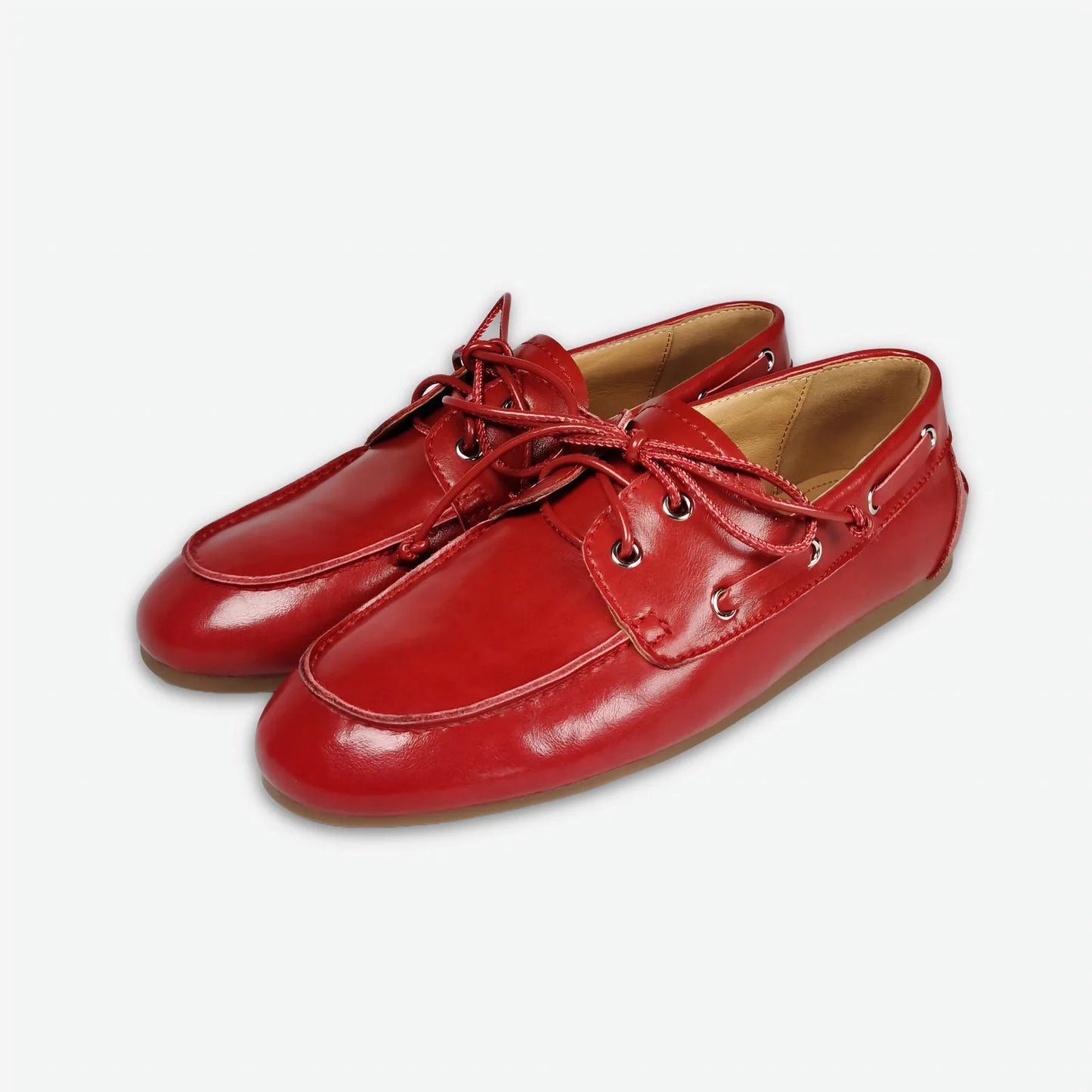 Women Genuine Leather Lace Up Loafers Flats 3684