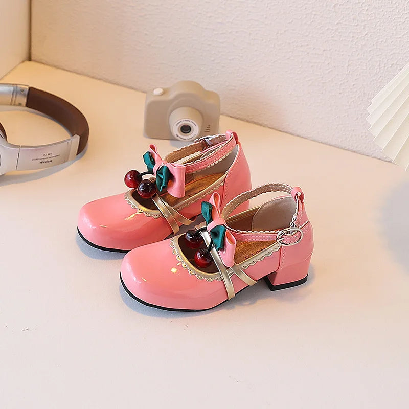 Girls' Cute Bow Round Toe Mary Jane Leather Shoes