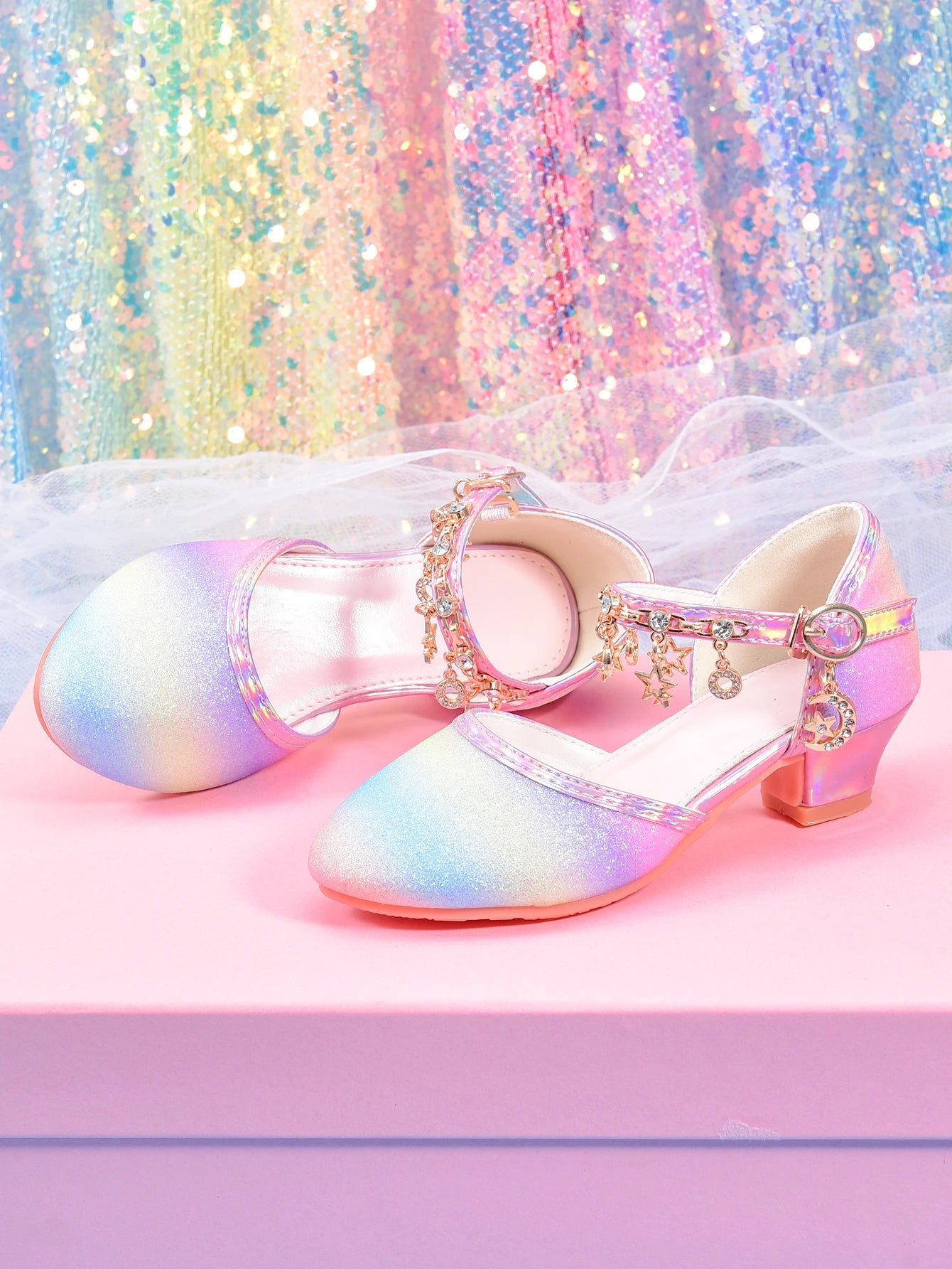 Girl's rainbow color princess shoes
