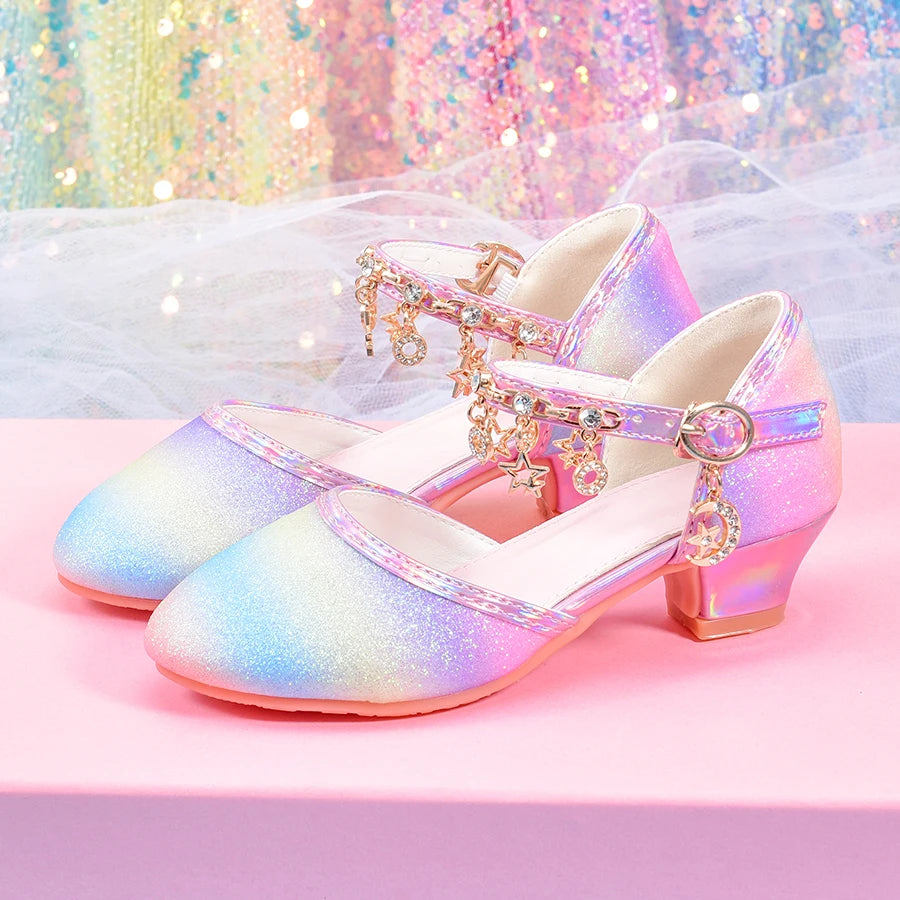 Girl's rainbow color princess shoes
