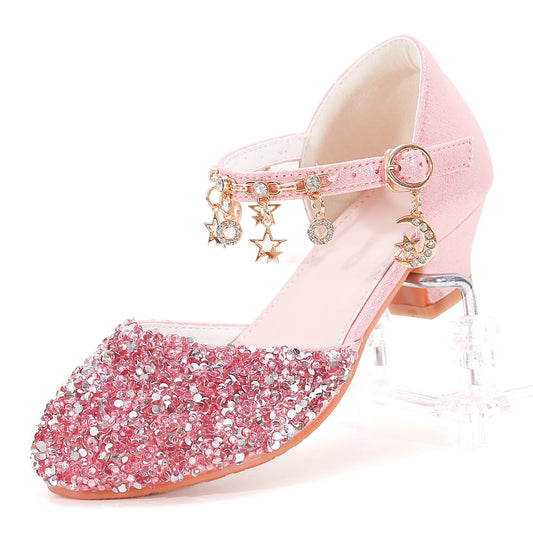 Girls' Princess Style Shiny Star Heeled Shoes