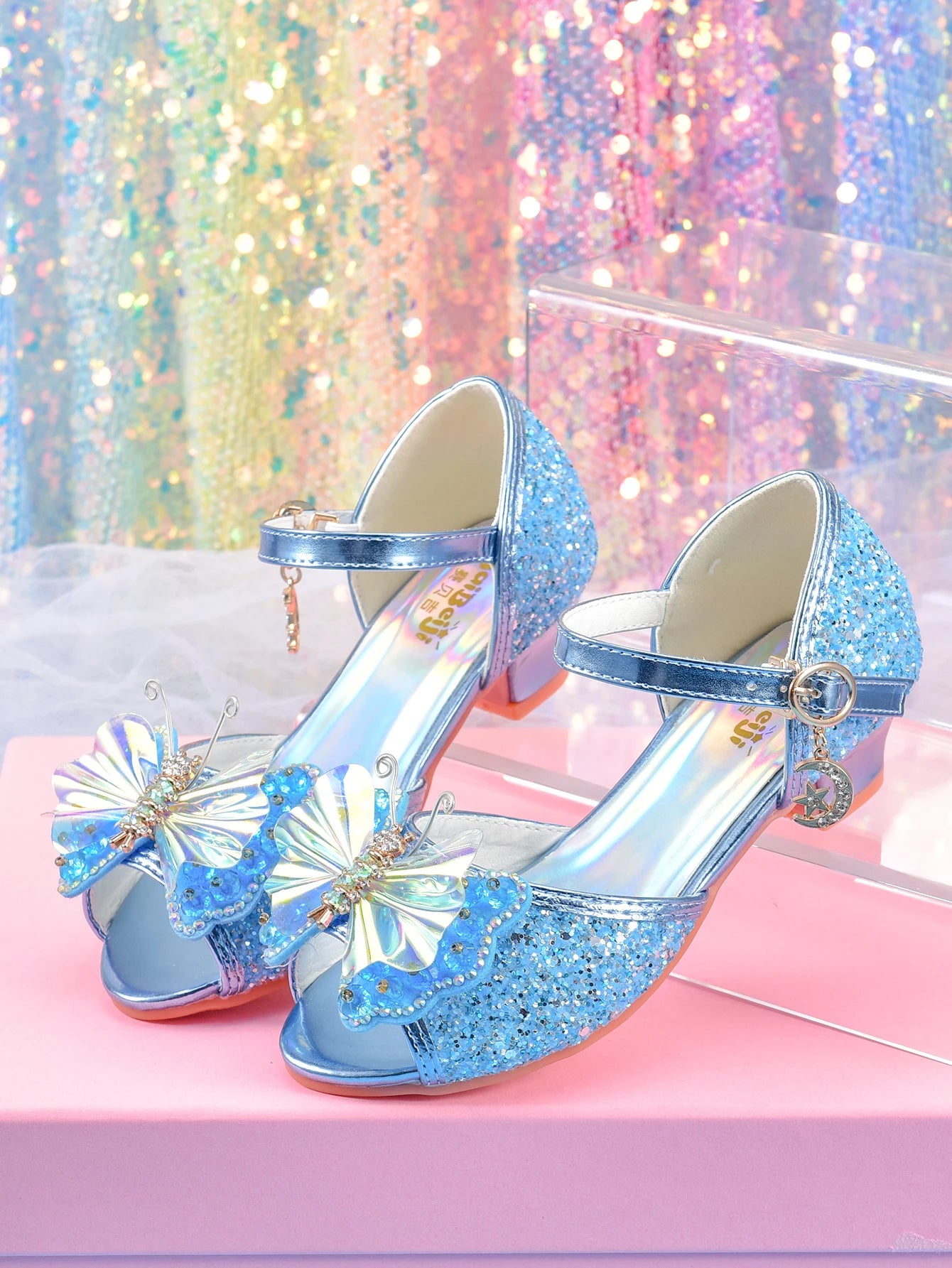 Girls' crystal bow design princess shoes