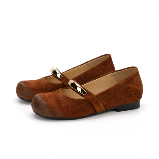Soft Suede Leather Flat Shoes Women Casual Round Toe Ballet Shoes