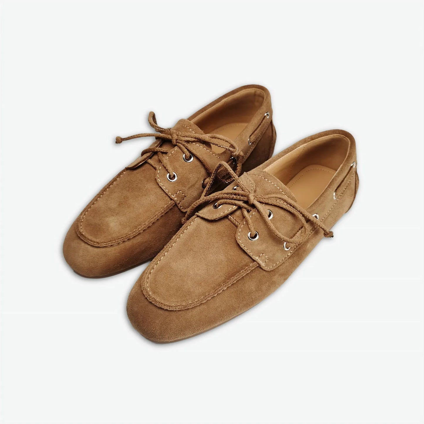 Women Genuine Leather Lace Up Loafers Flats 3684