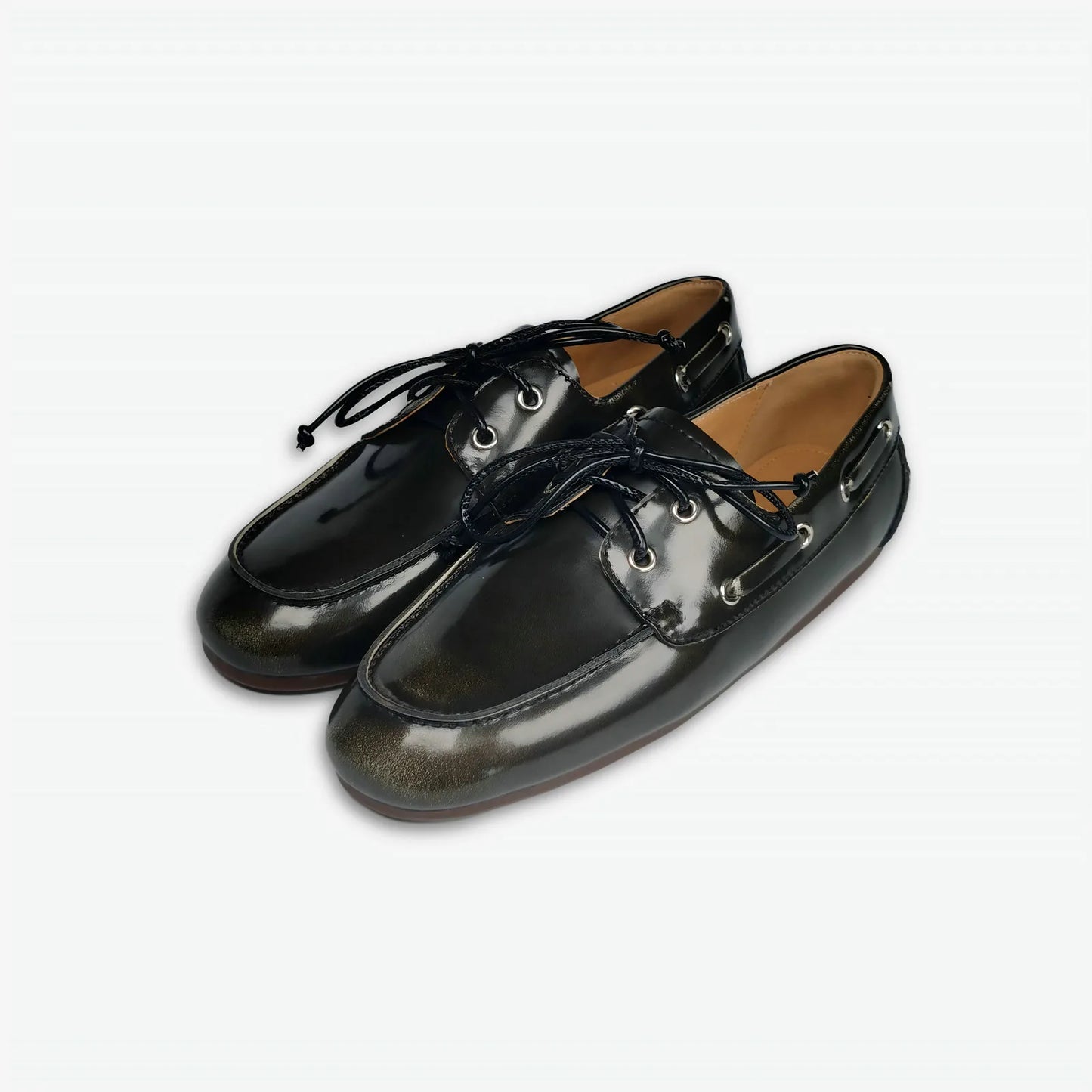 Women Genuine Leather Lace Up Loafers Flats 3684