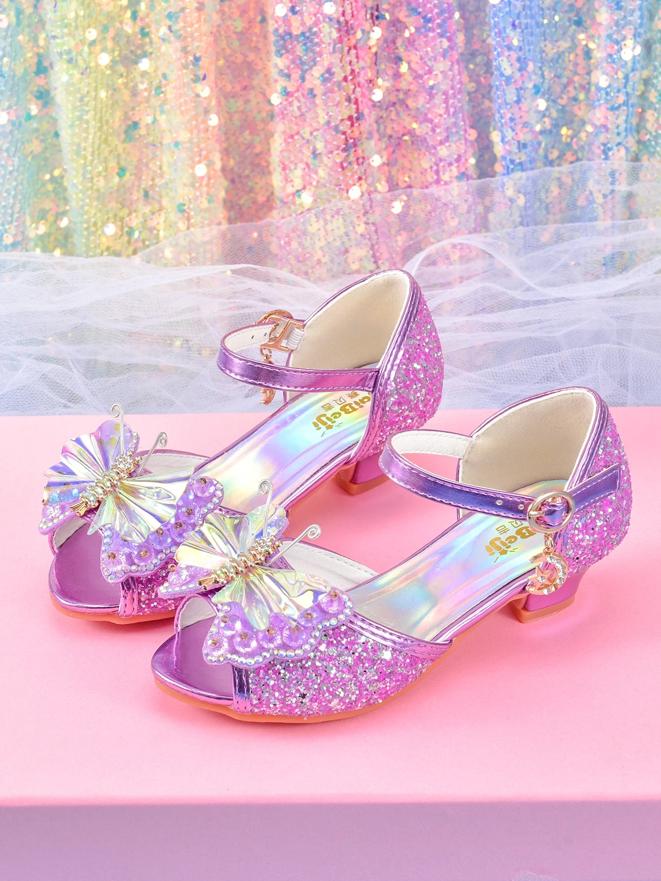 Girls' crystal bow design princess shoes