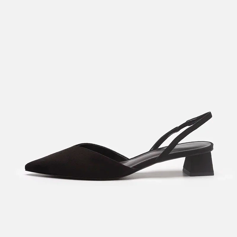 Women Black Pointed Toe Heels Pumps 3762