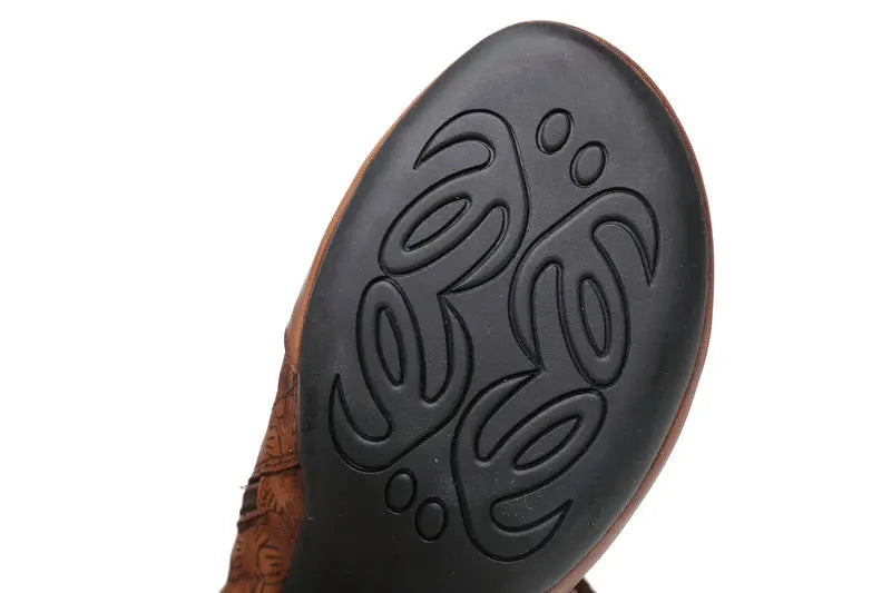 Women Genuine Leather Retro Soft Sole Boots Hollow Design 3651