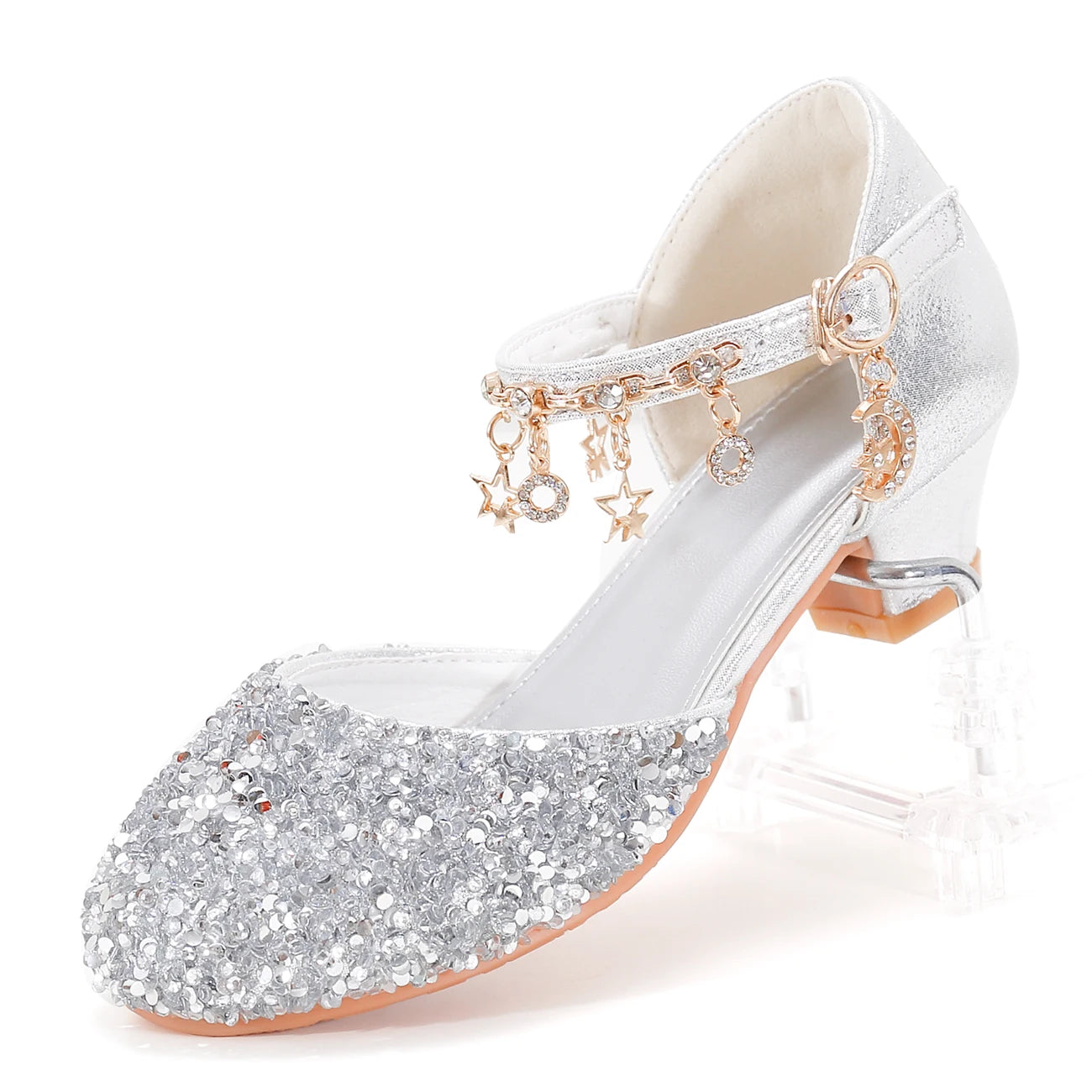 Girls' Princess Style Shiny Star Heeled Shoes 3368