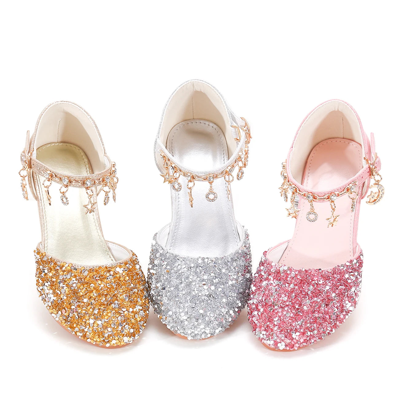 Girls' Princess Style Shiny Star Heeled Shoes 3368