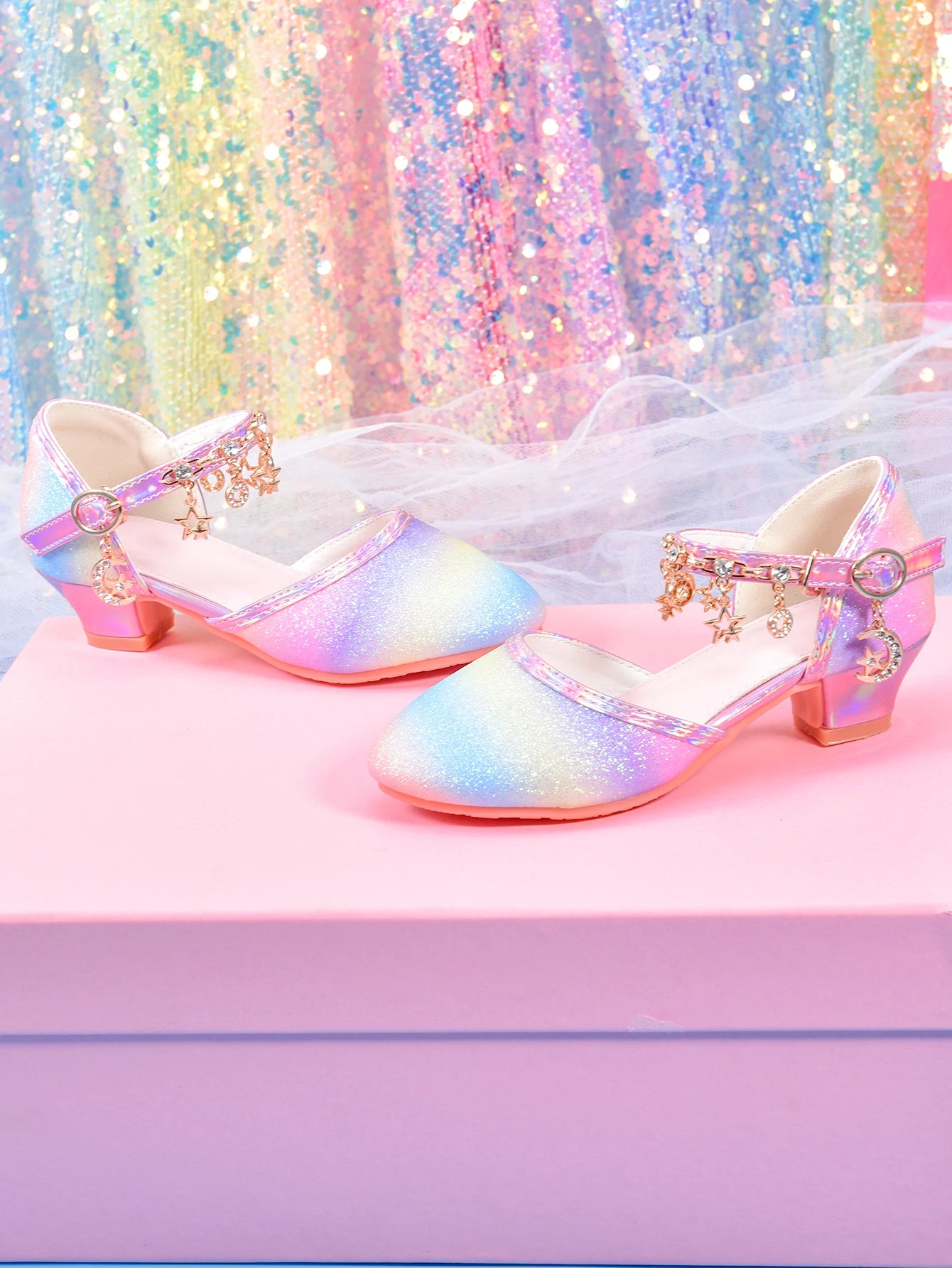 Girl's rainbow color princess shoes