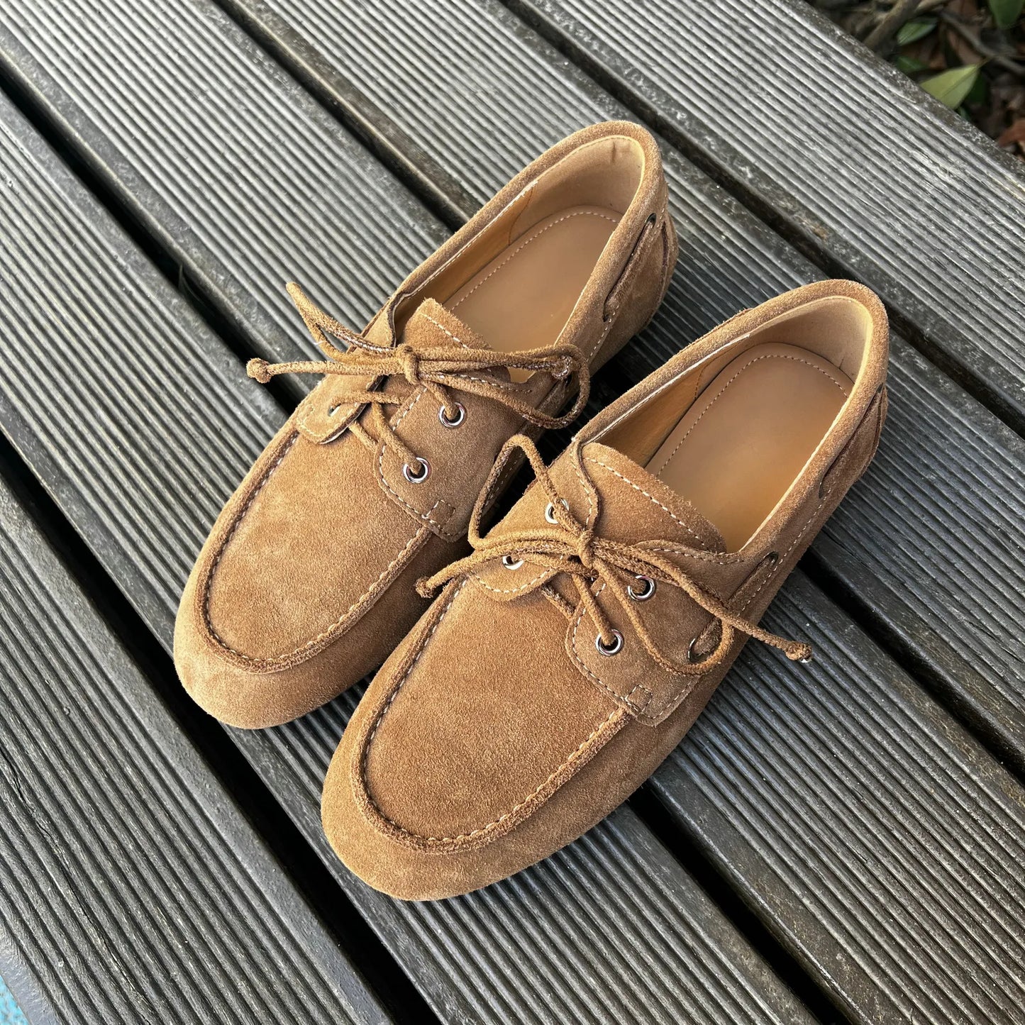 Women Genuine Leather Lace Up Loafers Flats 3684