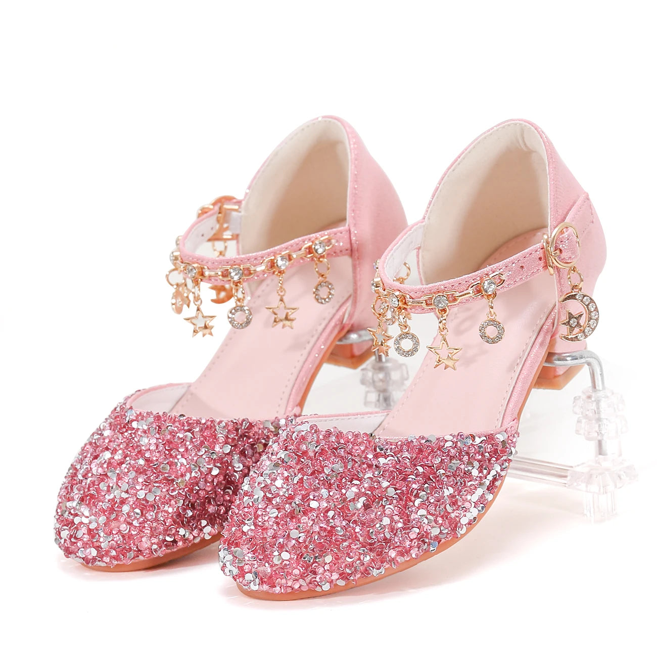 Girls' Princess Style Shiny Star Heeled Shoes 3368